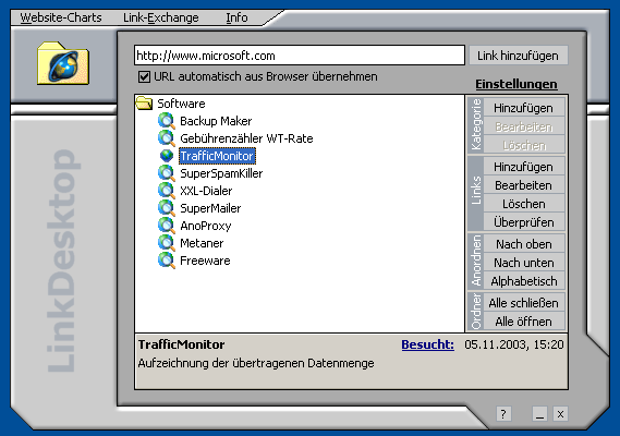 Screenshot vom Programm: LinkDesktop